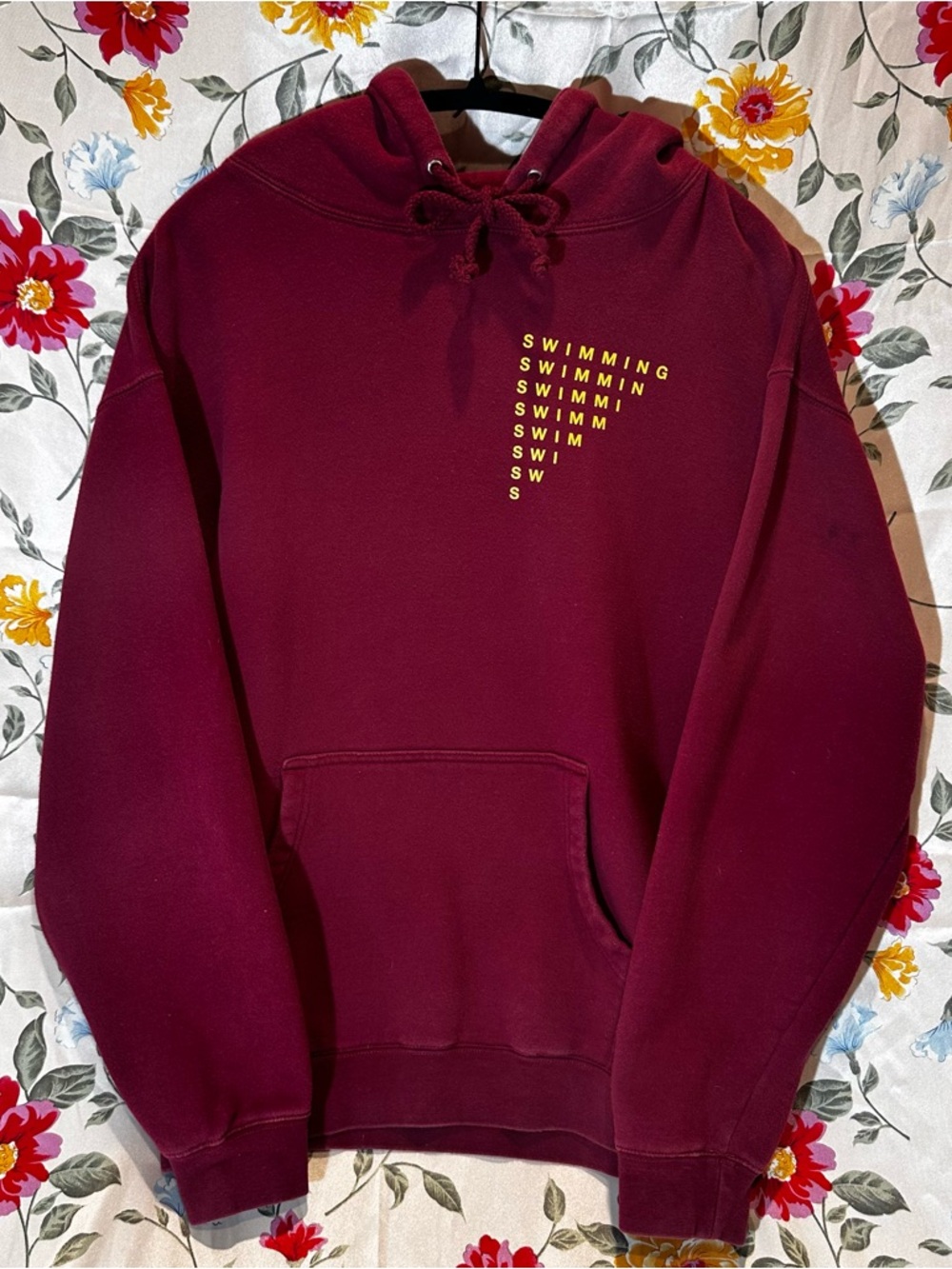 MAC MILLER OFFICIAL SWIMMING ALBUM MERCH AUTHENTIC BURGUNDY HOODIE SIZE L